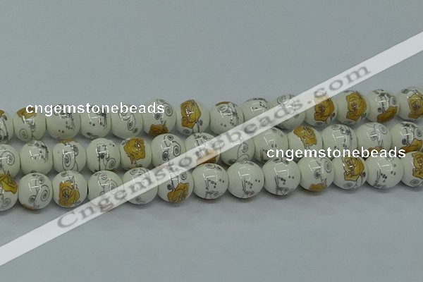 CPB802 15.5 inches 8mm round Painted porcelain beads