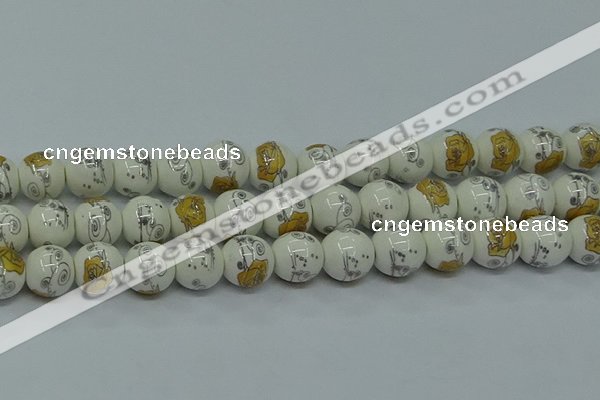 CPB803 15.5 inches 10mm round Painted porcelain beads