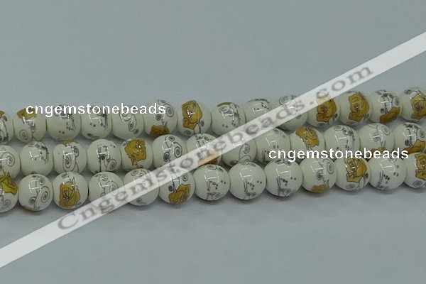 CPB805 15.5 inches 14mm round Painted porcelain beads