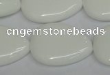 CPB93 15.5 inches 20*30mm flat teardrop white porcelain beads wholesale