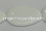 CPB94 15.5 inches 30*40mm flat teardrop white porcelain beads wholesale