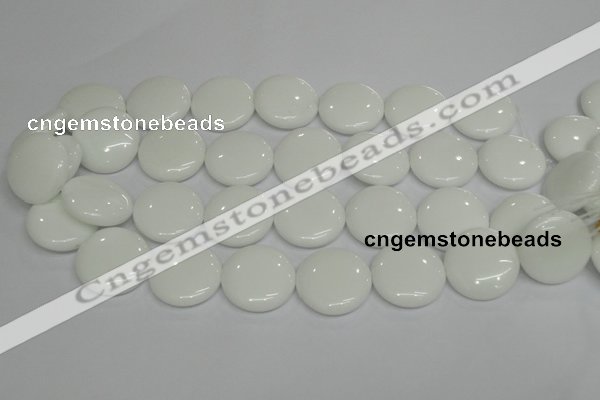 CPB99 15.5 inches 20mm flat round white porcelain beads wholesale