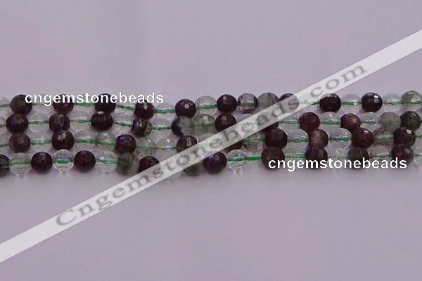 CPC10 15.5 inches 6mm faceted round green phantom quartz beads