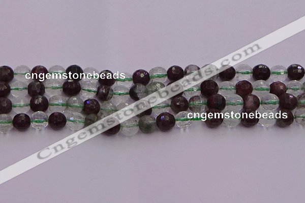 CPC11 15.5 inches 8mm faceted round green phantom quartz beads