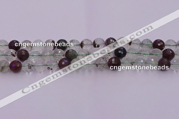 CPC12 15.5 inches 10mm faceted round green phantom quartz beads