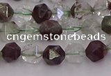 CPC15 15.5 inches 6mm faceted nuggets green phantom quartz beads