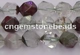 CPC16 15.5 inches 8mm faceted nuggets green phantom quartz beads