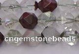 CPC17 15.5 inches 10mm faceted nuggets green phantom quartz beads