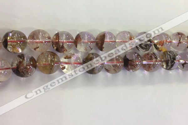 CPC655 15.5 inches 14mm round yellow phantom quartz beads