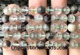 CPC722 15 inches 8mm round natural green phantom quartz beads