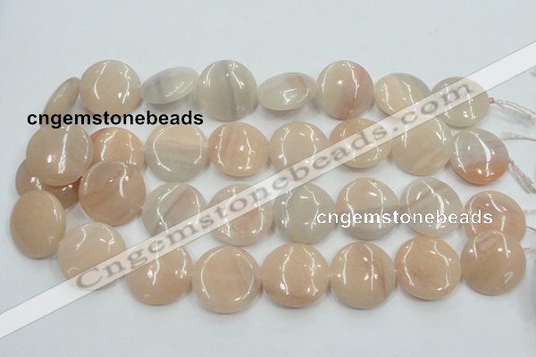 CPI10 15.5 inches 25mm flat round pink aventurine jade beads wholesale