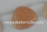 CPI161 Top-drilled 25*30mm carved triangle pink aventurine jade beads