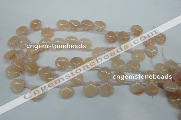 CPI20 Top-drilled 15*15mm flat teardrop pink aventurine jade beads