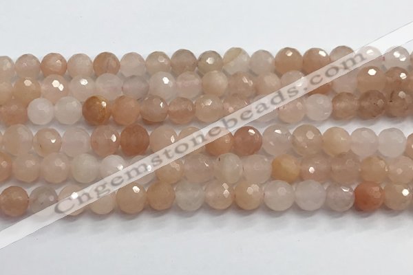 CPI217 15.5 inches 8mm faceted round pink aventurine jade beads wholesale