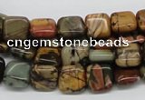 CPJ05 15.5 inches 10*10mm square picasso jasper beads wholesale