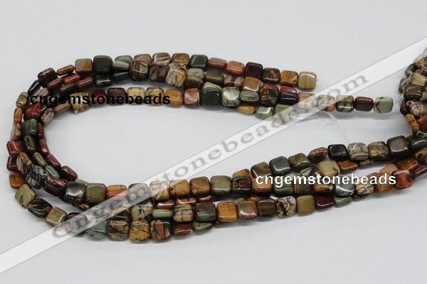 CPJ05 15.5 inches 10*10mm square picasso jasper beads wholesale