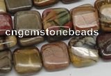 CPJ06 15.5 inches 14*14mm square picasso jasper beads wholesale