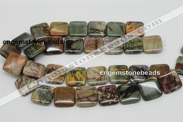 CPJ07 15.5 inches 25*25mm square picasso jasper beads wholesale