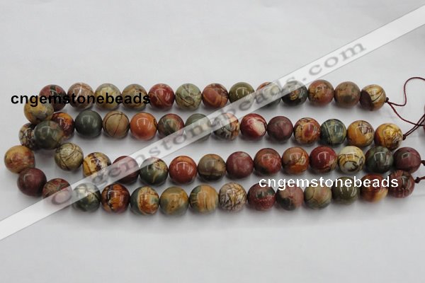 CPJ105 15.5 inches 14mm round picasso jasper gemstone beads wholesale