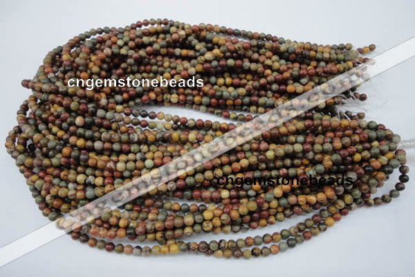 CPJ151 15.5 inches 4mm round picasso jasper gemstone beads