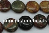 CPJ163 15.5 inches 16mm flat round picasso jasper gemstone beads