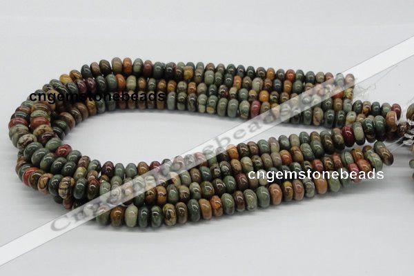 CPJ17 15.5 inches 3*6mm rondelle picasso jasper beads wholesale