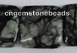 CPJ228 15.5 inches 30*30mm square green picasso jasper beads