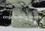 CPJ235 15.5 inches 25*30mm rectangle green picasso jasper beads