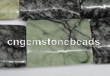 CPJ239 15.5 inches 22*30mm flat tube green picasso jasper beads