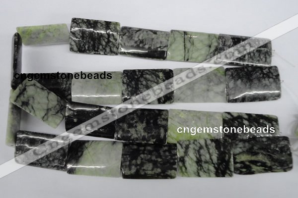 CPJ240 15.5 inches 25*35mm flat tube green picasso jasper beads