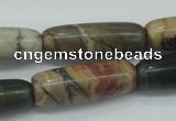 CPJ25 15.5 inches 10*30mm cylinder picasso jasper beads wholesale