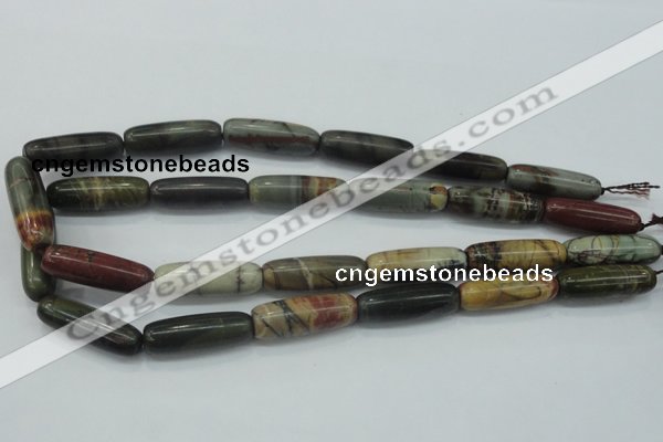 CPJ25 15.5 inches 10*30mm cylinder picasso jasper beads wholesale