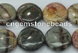 CPJ27 15.5 inches 20mm flat round picasso jasper beads wholesale