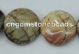 CPJ28 15.5 inches 25mm flat round picasso jasper beads wholesale