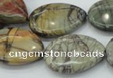 CPJ30 15.5 inches 22*30mm flat teardrop picasso jasper beads wholesale