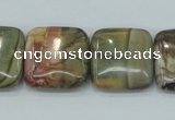 CPJ32 15.5 inches 20*20mm square picasso jasper beads wholesale