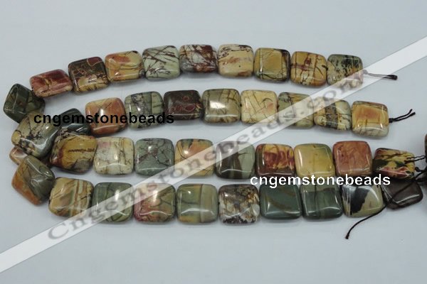 CPJ32 15.5 inches 20*20mm square picasso jasper beads wholesale