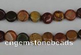 CPJ350 15.5 inches 8mm flat round picasso jasper gemstone beads