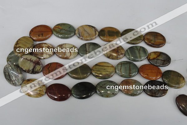 CPJ358 15.5 inches 22*30mm oval picasso jasper gemstone beads