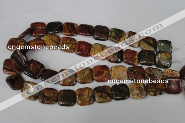 CPJ362 15.5 inches 20*20mm square picasso jasper gemstone beads