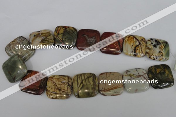 CPJ363 15.5 inches 30*30mm square picasso jasper gemstone beads