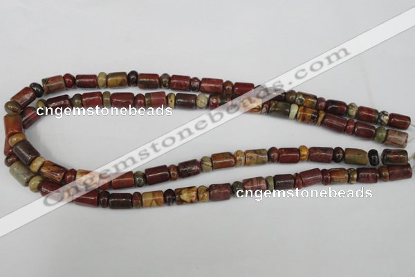 CPJ367 15.5 inches 5*8mm rondelle & 8*10mm tube picasso jasper beads