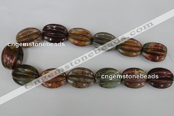 CPJ373 15.5 inches 25*32mm starfruit picasso jasper gemstone beads