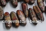 CPJ376 15.5 inches 8*14mm - 8*22mm picasso jasper & pyrite chips beads