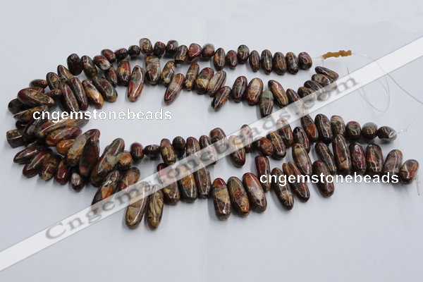 CPJ376 15.5 inches 8*14mm - 8*22mm picasso jasper & pyrite chips beads