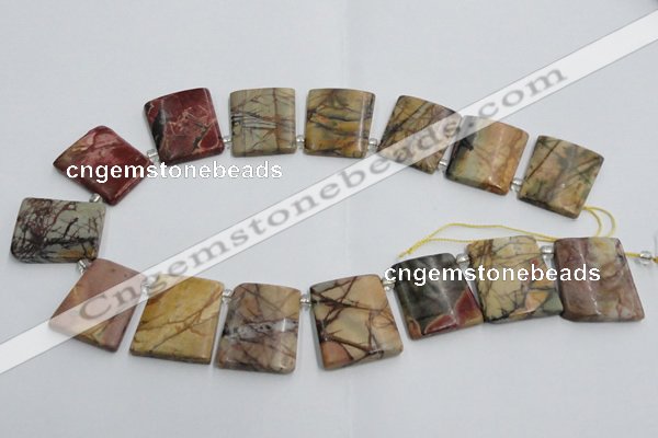 CPJ377 Top drilled 22*26mm trapezoid picasso jasper beads