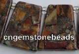 CPJ378 Top drilled 22*26mm trapezoid picasso jasper & pyrite beads