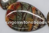 CPJ38 15.5 inches 40*60mm flat teardrop picasso jasper beads wholesale