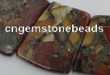 CPJ380 18*25mm - 26*32mm trapezoid picasso jasper & pyrite beads