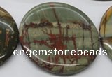 CPJ39 15.5 inches 55mm flat round picasso jasper beads wholesale